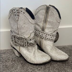Women's Silver Studded Western Boots